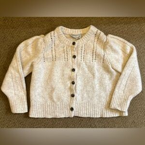 Everlane Cloud cardigan, oatmeal, size medium (merino, cotton, alpaca)